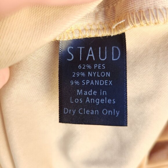 STAUD Golden Yellow Velvet Oversized Bow Button Down Blouse - Picture 9 of 12